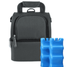 תיק צידנית שחור עם רוכסנים וחבילות קרח לבקבוקים