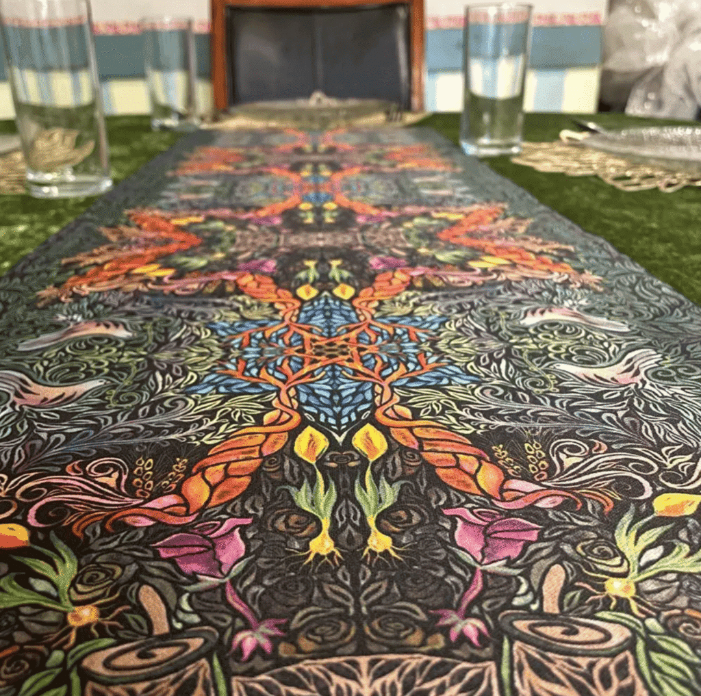 ראנר שולחן ליל שבת בגינה